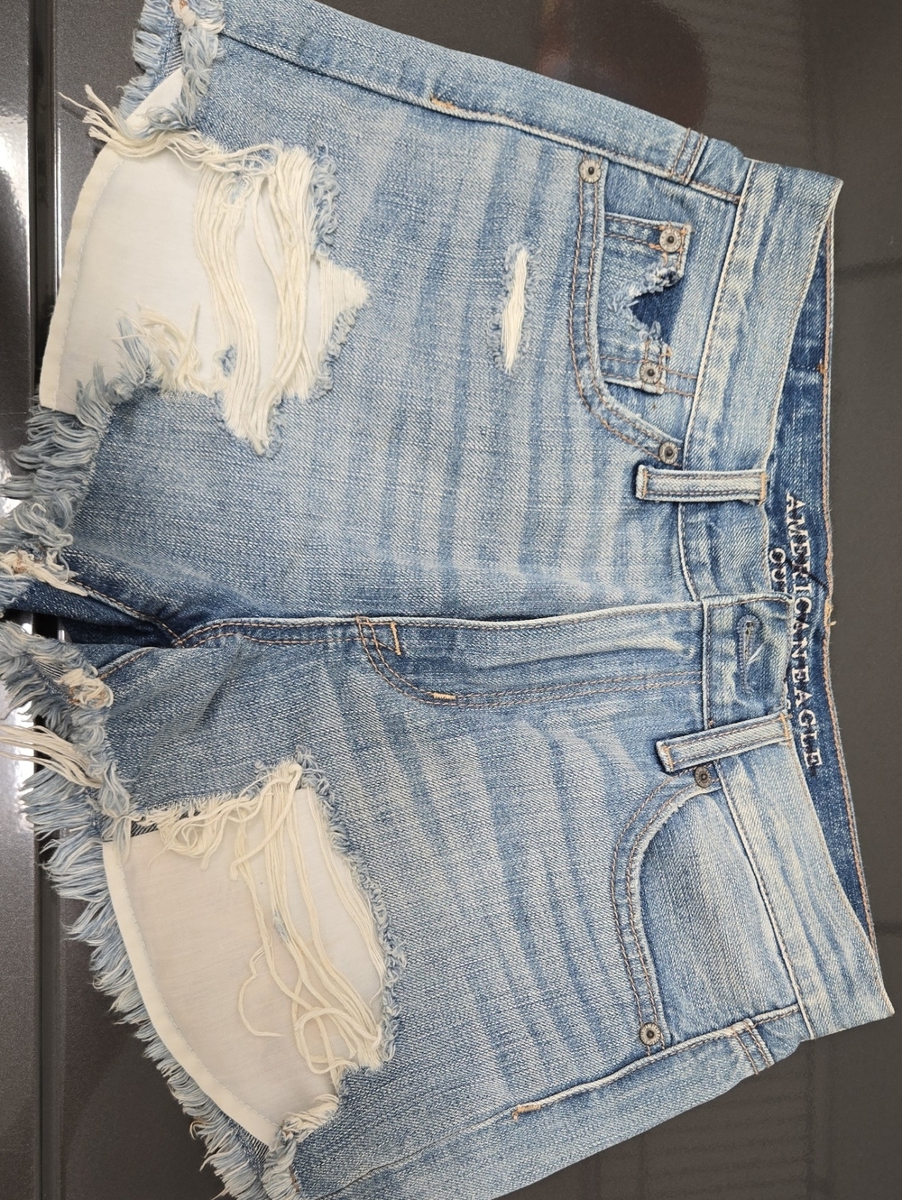 American Eagle Outfitters Light Blue Distressed Denim Cutoff Shorts